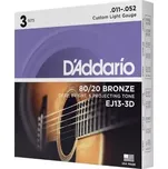 Struny kovové pro akustickou kytaru D'Addario EJ13-3D 80/20 Bronze Custom Light 11/52