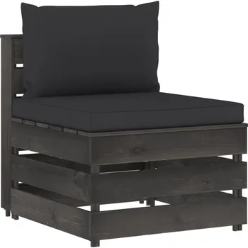 Zahradní sestava zahrada-XL Dílčí středová pohovka s poduškami šedě impregnované dřevo 3068127