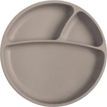 dětský talíř MINIKOIOI Talíř dělený silikonový s přísavkou Grey