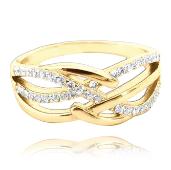 Souprava šperků MINET Pozlacený luxusní stříbrný prsten s bílými zirkony vel. 57 JMAN0049GR57 SKLAD