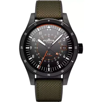 Hodinky Fortis - F4260004 - Flieger F-43 Triple-GMT PC-7 TEAM Edition on Hybrid Strap