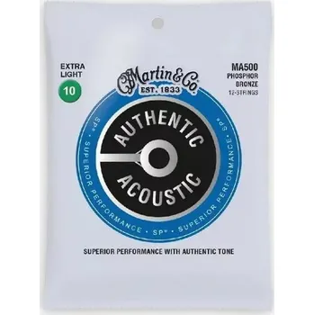Struna pro kytaru a smyčcový nástroj Struny kovové pro 12strunnou kytaru Martin MA 500 Extra Light - 10/47