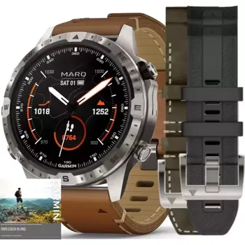 Chytré hodinky Garmin - 010-02648-77 - MARQ® Adventurer (Gen 2) - Premium bundle - Leather Brown Band and Letaher Gray/Brown Leather and Silicone Band
