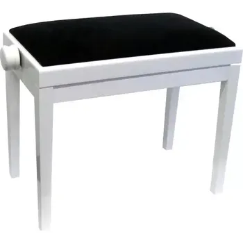 Stolička klavírní Discacciati 105R/37/89M bílý lesk/černý semiš