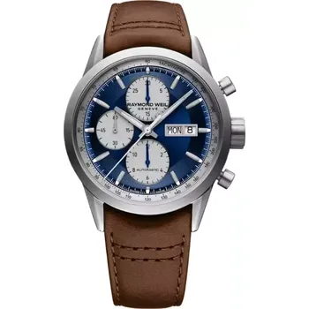 Hodinky Raymond Weil - 7732-TIC-50421 - Men's Automatic Chronograph Brown Leather Watchin