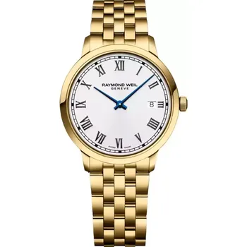 Hodinky Raymond Weil - 5485-P-00359 - Toccata Men's Classic Gold PVD White Dial Quartz Watch, 39 mm