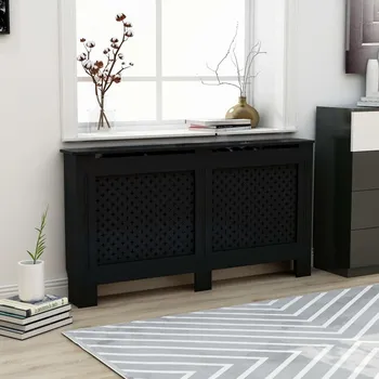 Hlavice pro radiátor zahrada-XL Kryt na radiátor černý 152 x 19 x 81,5 cm MDF 288195