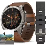 Garmin - 010-02905-40 - fēnix® 8 – 51 mm, Amoled, Sapphire Glass, Titanium Graphite s koženým a silikonovým řemínkem