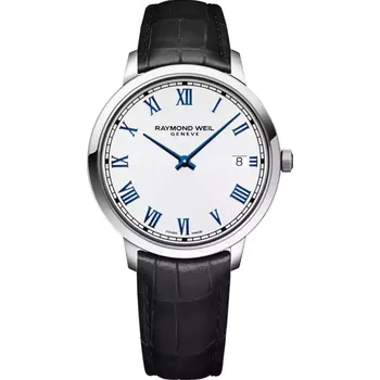 Hodinky Raymond Weil - 5585-STC-00353 - Toccata Men's Classic White Dial Leather Quartz Watch, 42 mm