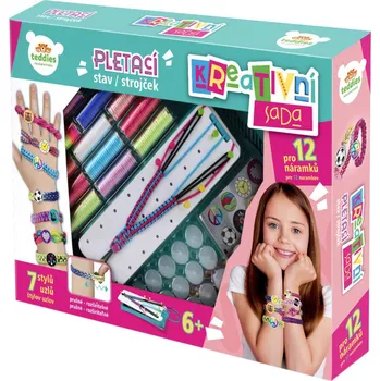 dětská sada na výrobu šperků Teddies 65554 dětský pletací stav s přízí a samolepkami