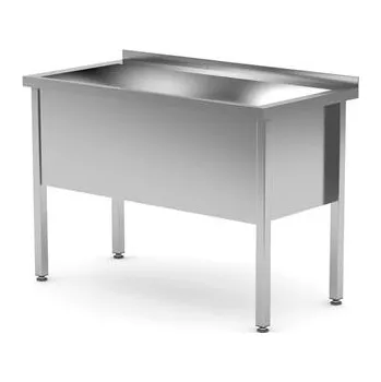 Nerezový dřez Stůl s jedním mycím dřezem – svařovaný, hloubka 600 mm, výška komory 400 mm, HENDI, Profi Line, 1200x600x(H)850mm