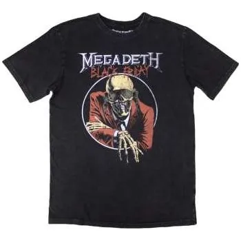 Zahraniční hudba Megadeth: Megadeth Unisex Stone Wash T-shirt: Black Friday (back Print) (large) L
