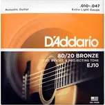 Struny kovové pro akustickou kytaru D'Addario EJ10 80/20 Bronze Extra Light 10/47