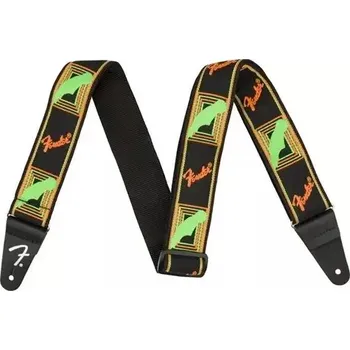 Kytarový popruh Řemen kytarový Fender Neon Monogrammed Strap GRN/ORNG