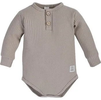 Kojenecké oblečení Makoma Waffel body "polo" dlouhý rukáv STONE - 86