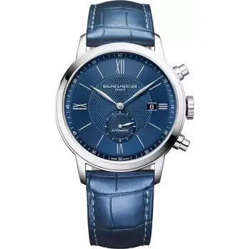 Hodinky Baume & Mercier - M0A10480 Blue Strap White Stitching - M0A10480 Blue Strap White Stitching