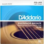 Struny kovové pro akustickou kytaru D'Addario EJ16 Phosphor Bronze Light 12/53