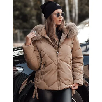 Dámská parka Dámská bunda zimní MODIVA prošívaná s kapucí TY4725 Barva: Khaki, Velikost: L