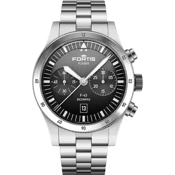 Hodinky Fortis - F4240006 - Flieger F-43 Bicompax Black on Block Bracelet
