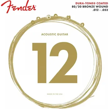 Struna pro kytaru a smyčcový nástroj Struny kovové pro akustickou kytaru Fender 880L Dura-Tone Coated, 80/20, Ball End 12/52