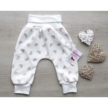 AMÁLKA Bavlněné žebrované rostoucí kalhoty, srdíčka Velikost: 62