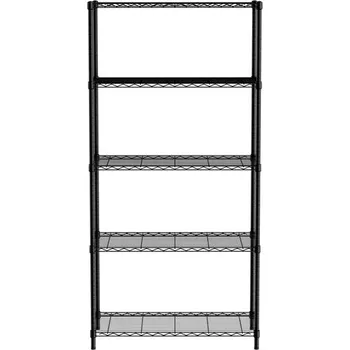 Dílenský regál Úložný regál s 5 policemi, HENDI, Černá, 910x455x(H)1830mm
