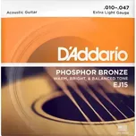 Struny kovové pro akustickou kytaru D'Addario EJ15 Phosphor Bronze Extra Light 10/47