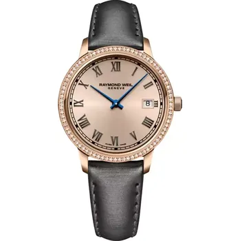 Hodinky Raymond Weil - 5385-C5S-00859 - Toccata Ladies 80 Diamonds Grey Satin Quartz Watch, 34 mm