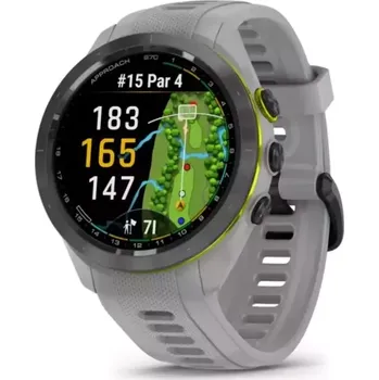 Chytré hodinky Garmin - 010-02746-11 - Approach® S70 - Keramická luneta černá / silikonový řemínek Powder Grey / 42 mm