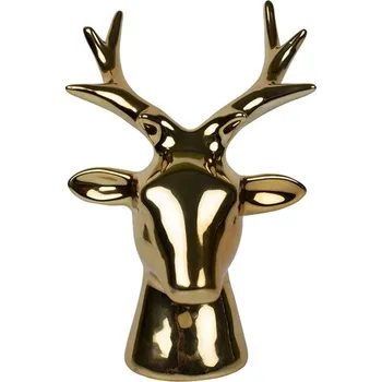 Pokladnička Zlatá keramická pokladnička hlava jelena - 11*9*17cm