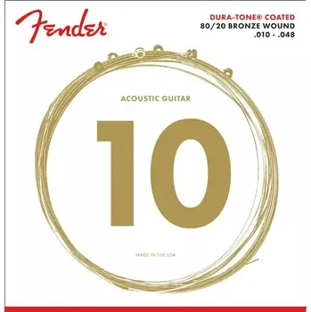 Struna pro kytaru a smyčcový nástroj Struny kovové pro akustickou kytaru Fender 880XL Dura-Tone Coated, 80/20, Ball End 10/48
