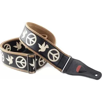 Kytarový popruh Řemen kytarový RightOn Legend Peace - Doves Black