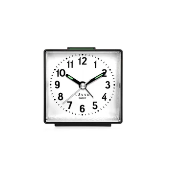 Budík Továrna na čas Černý budík LAVVU SWEEP LAS3010 s tichým plynulým chodem