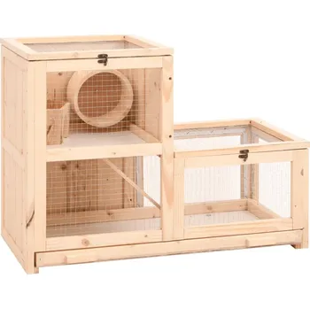 Klec pro křečky 81 x 40 x 60 cm masivní jedlové dřevo Hnědá 172384