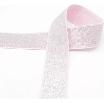 Prádlová guma růžová TŘPYTIVÁ (E) (Prádlové gumy)