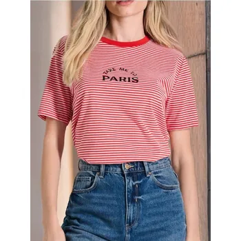 Oblečení a móda Sinsay - Pruhované tričko - červená - 500EG-33X - 500EG-33X-XXS