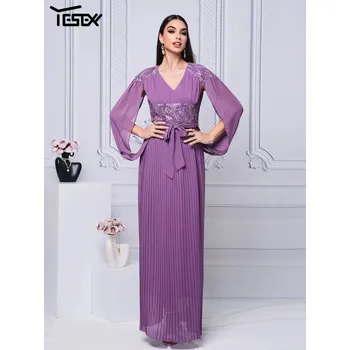 Dámské šaty Originální dlouhé šaty na ples LC10090 Barva: Fialová, Velikost: M