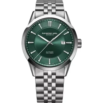 Hodinky Raymond Weil - 2731-ST-52001 - Freelancer Men's Automatic Green Dial Stainless Steel Bracelet Watch, 42 mm