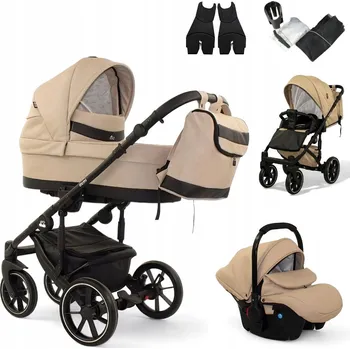 Kočárek Dětský kočárek 3v1 DEMI Eko-Kůže Exclusive | Autosedačka + Adaptéry