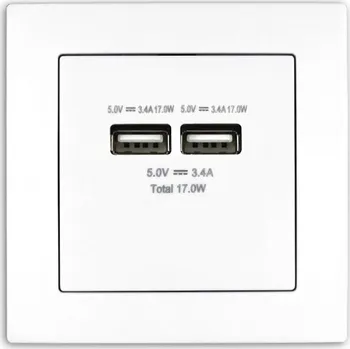 Elektrická zásuvka ELHARD Vera VZ2132W USB zásuvka 2xUSB-A 3.4A matná bílá