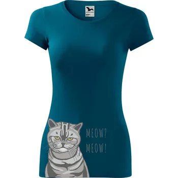 Dámské oblečení DOBRÝ TRIKO Dámské tričko KOČKA Velikost: M, Barva: Petrolejová