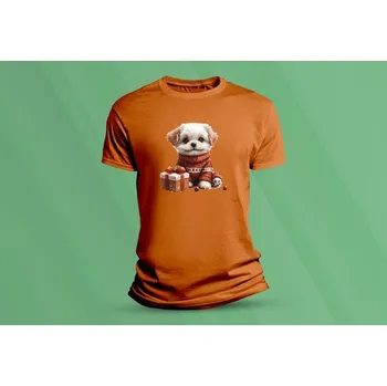 Chlapecké tričko Dětské bavlněné tričko Vánoční pejsek. velikost 128 (7-8 let) Oranžová