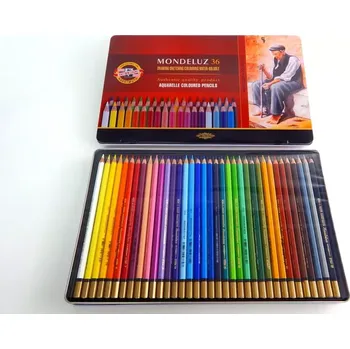 Kresba Akvarelové pastelky Koh-i-noor Mondeluz 36 barev, plechová krabička