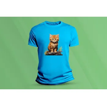 Chlapecké tričko Dětské bavlněné tričko Kočka 2. velikost 128 Azurová