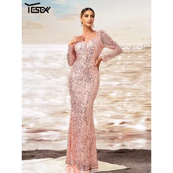 Dámské šaty Originální společenské šaty LC10038 Barva: Růžovo-Zlatá, Velikost: XL