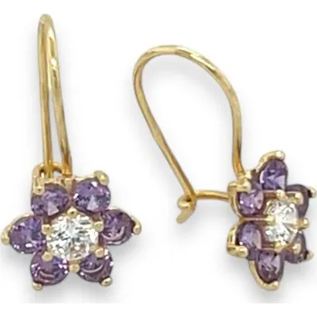 Náušnice Zlaté náušnice dětské fialové 1,36gr Váha: 1,36 g, Ryzost: 14kt (585/1000)