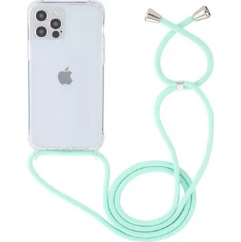 Pouzdro na mobilní telefon Transparentní kryt se šňůrkou pro iPhone 15 Pro Max - tyrkysový