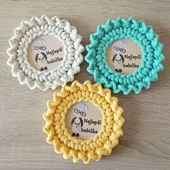 prostírání Háčkovaný podtácek "Nejlepší babička" - žlutá (podtácek)