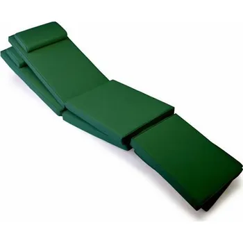 Podsedák 2x měkký polstr na zahradní lehátko, odnímatelný nožní díl, potah na zip- pratelný, tmavě zelený, 188x45 cm