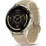 Garmin - 010-02785-55 - Venu® 3S Nerezová luneta Soft Gold, pouzdro French Gray, kožený řemínek
